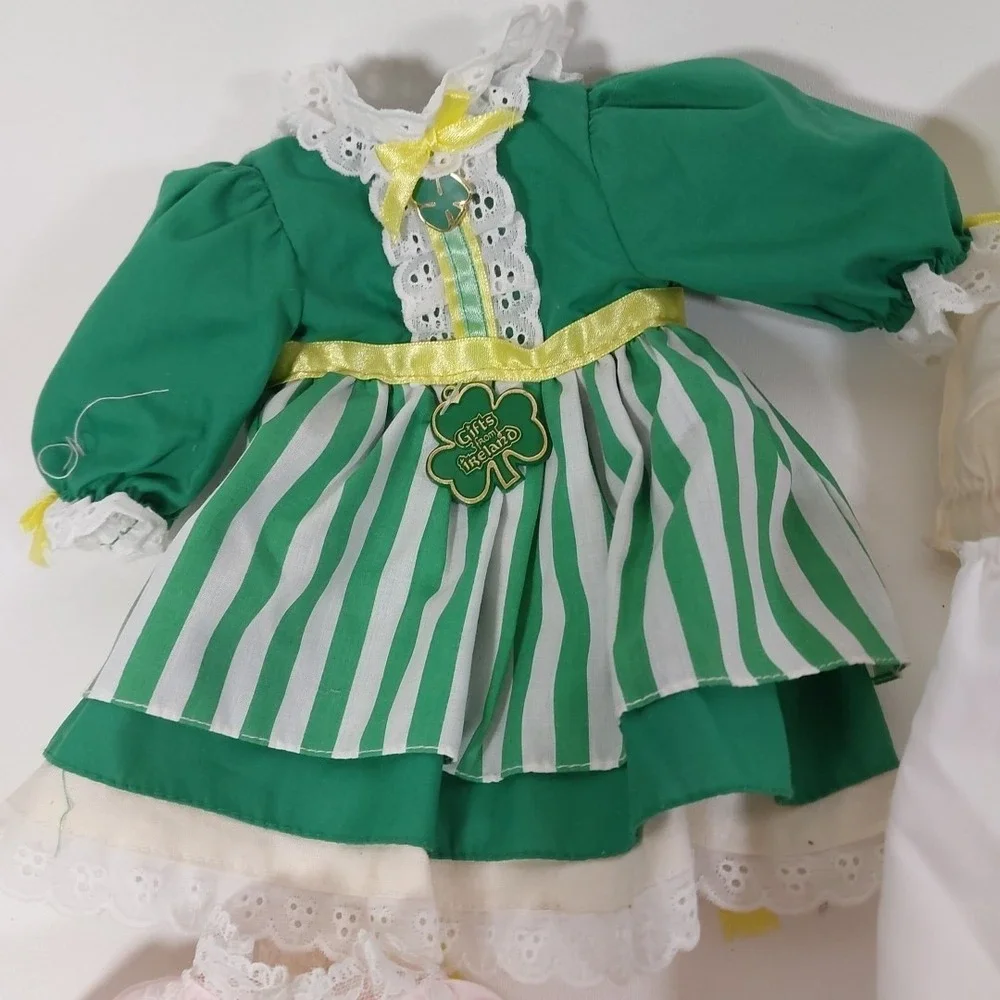 Vtg Lot Doll Clothes Accesories Irish Hawaiian Christening Duck Shoes Headband‎